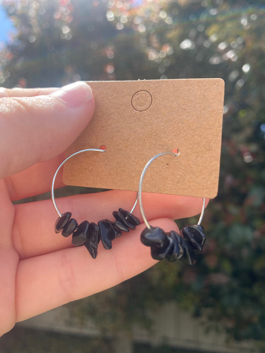 Obsidian Chip Earrings